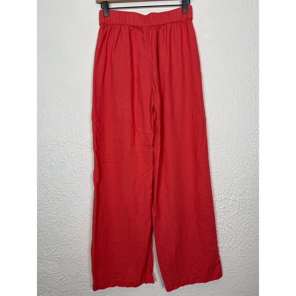 Abercrombie & Fitch Linen Blend Wide Leg Pull-On Pants Coral Size Small - Picture 2 of 4